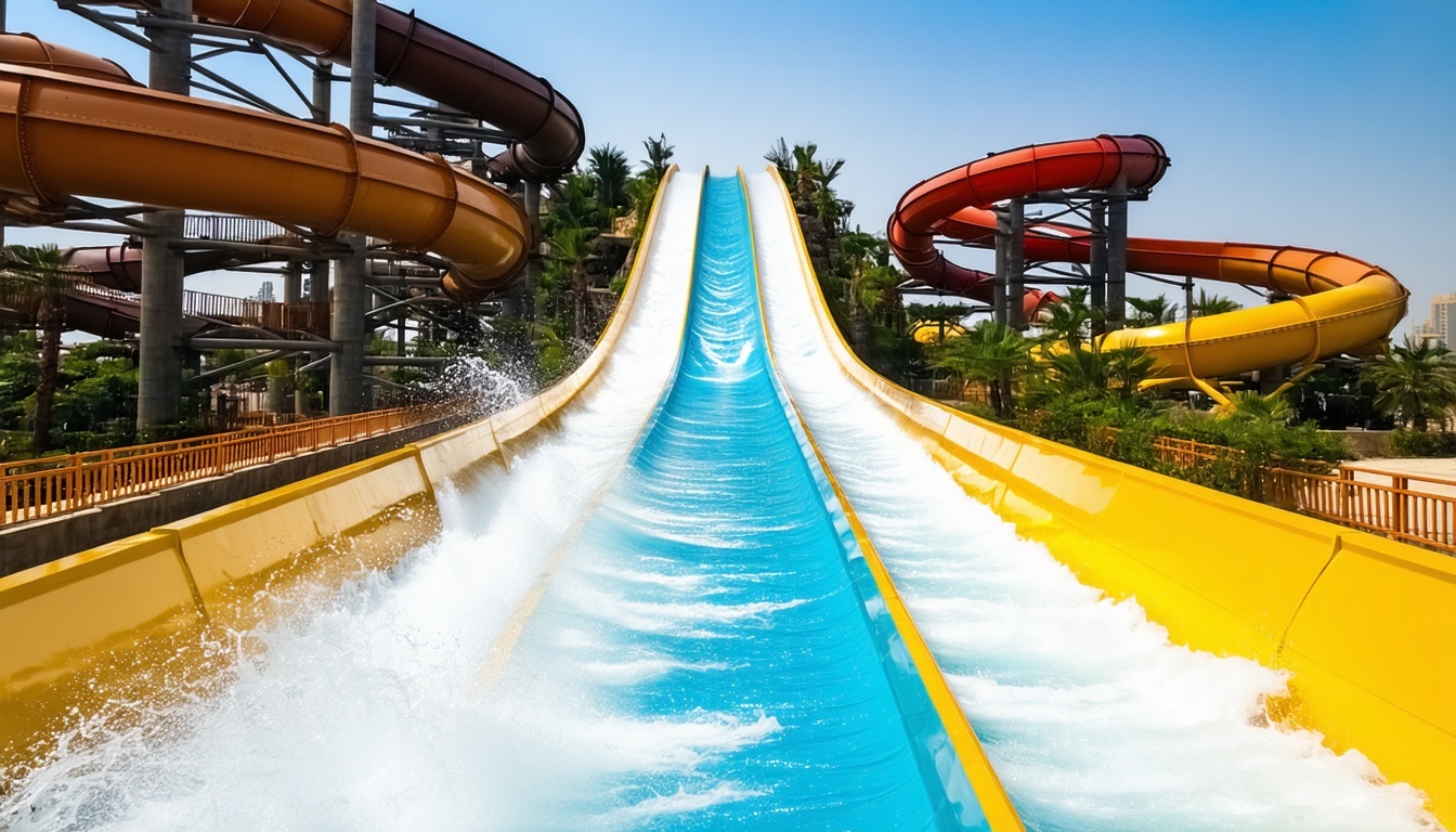 High-speed water slides at Aquaventure World Dubai