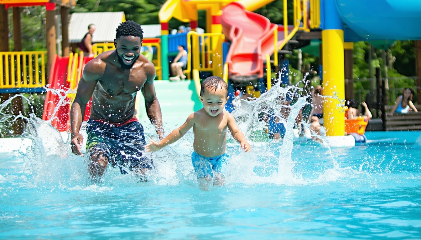 Family enjoying the Splashers children's area